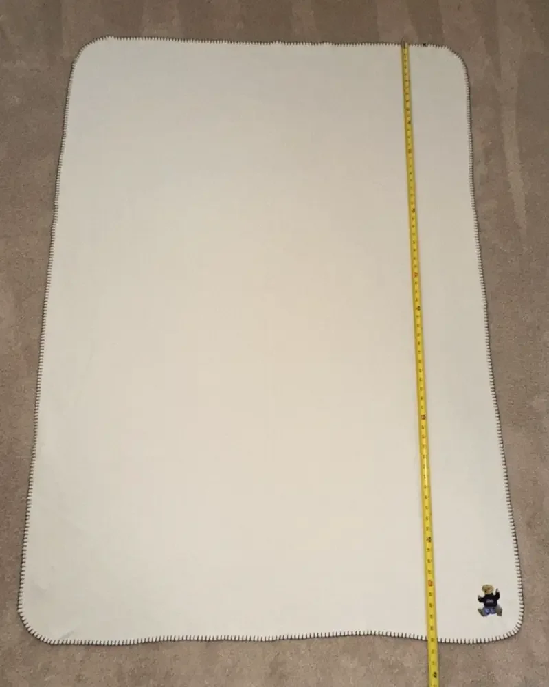 Lauren Ralph Lauren - Sitting Bear Throw Blanket - Cream wBlue stitching-50